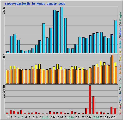 Tages-Statistik im Monat Januar 2025